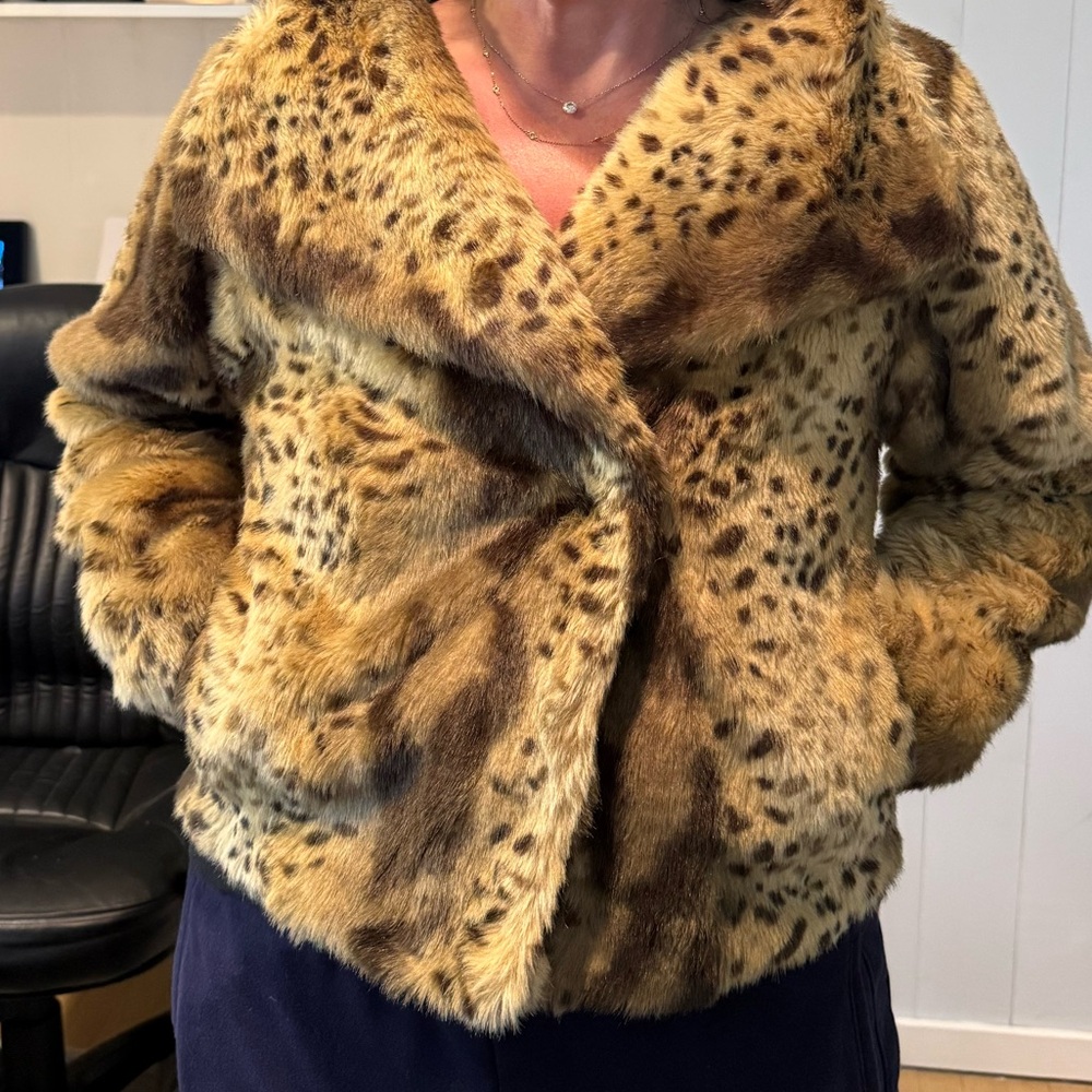 Luii Leopard-Print Faux Fur Teddy Jacket in Golden Tan and Brown